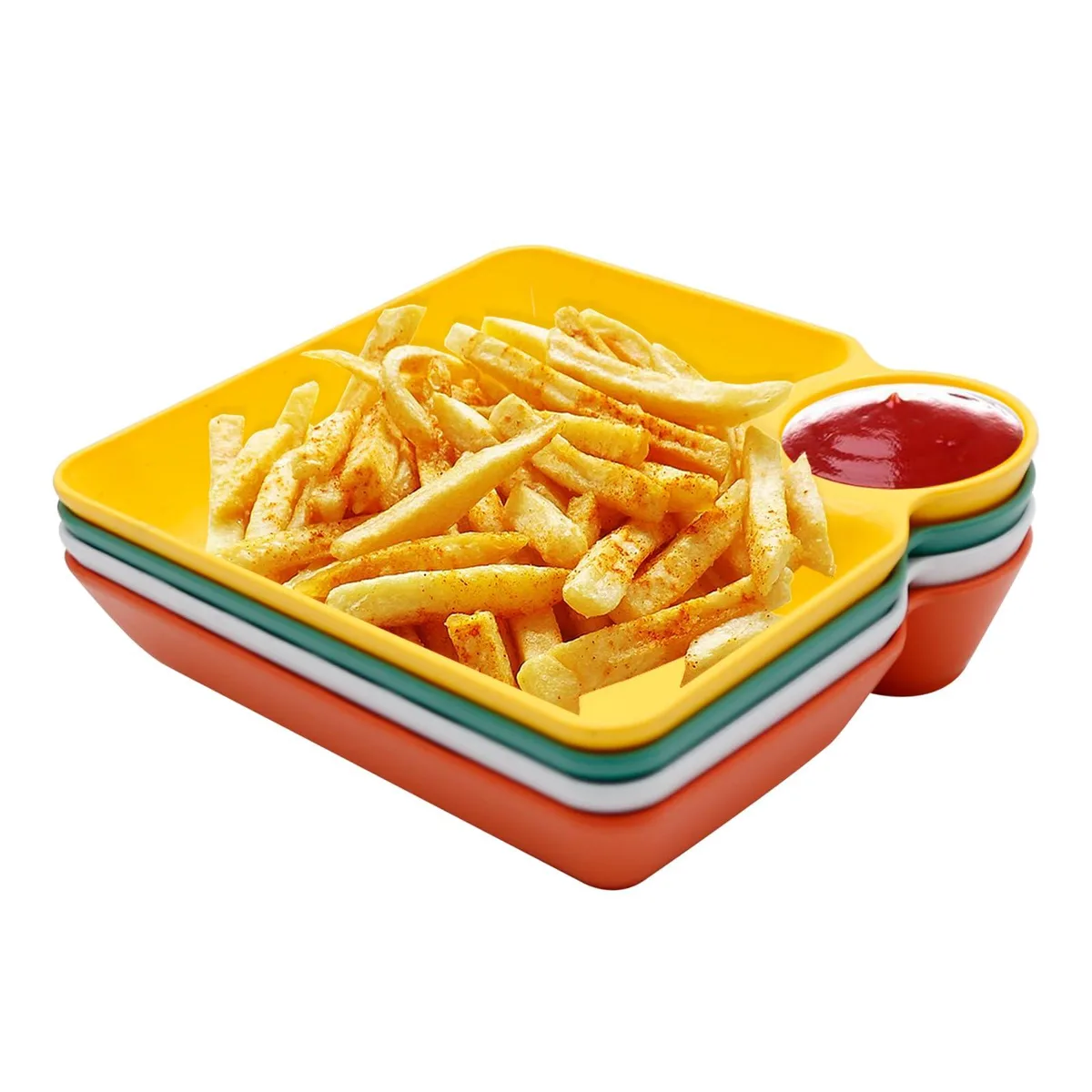 Handy Gourmet 4 Pcs Veggie Platter 7.28" Mixed Colors — product photo