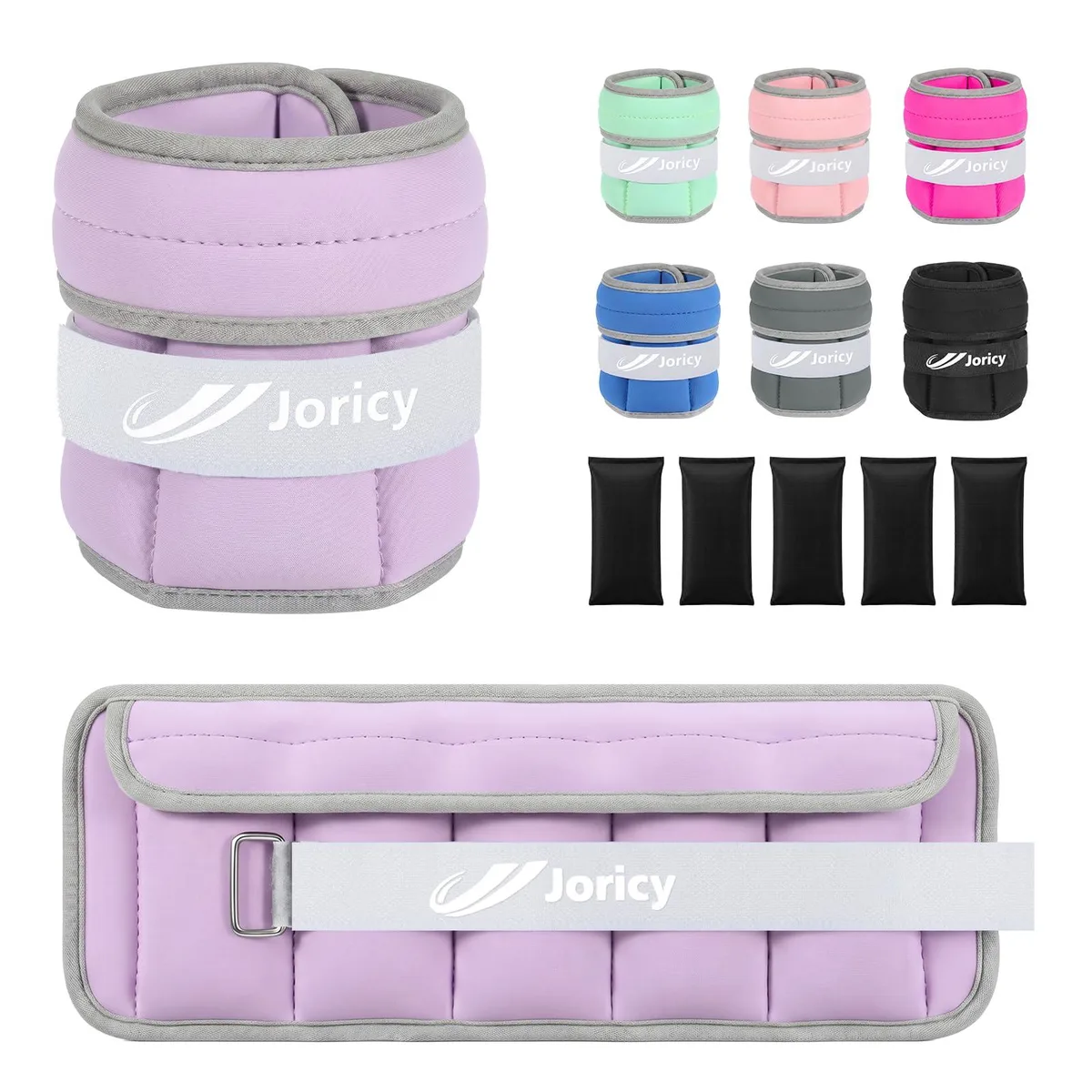 Purple adjustable ankle weights, pair, 1 to 4 lbs