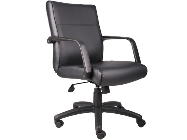 BOSS Office Products BOSS Office Products B686 Mid-Back Executive Chair Black LeatherPlus 27" Nylon Base — product photo