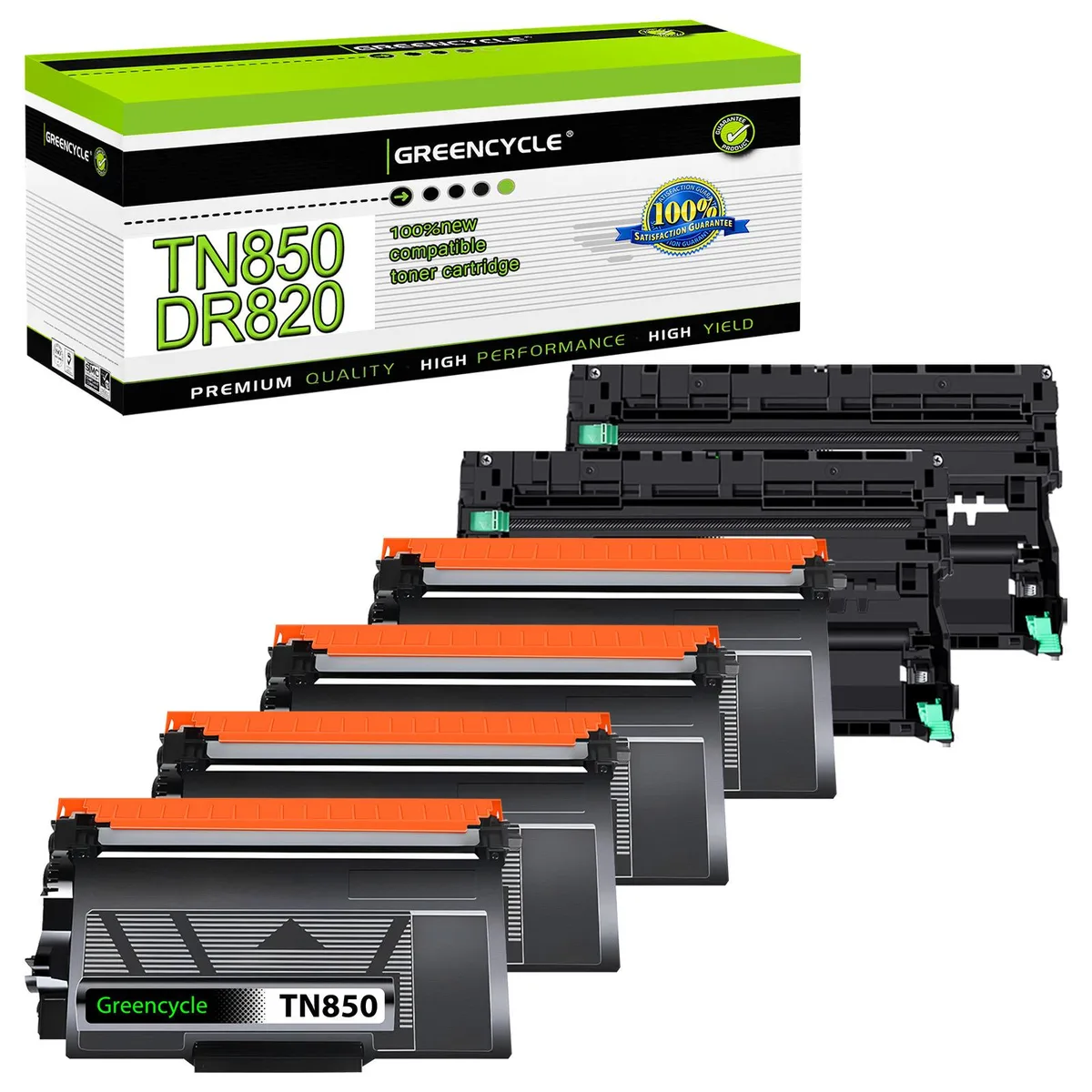 GREENCYCLE GREENCYCLE TN850 DR820 toner cartridge and drum unit set 4 toner 2 drum — product photo