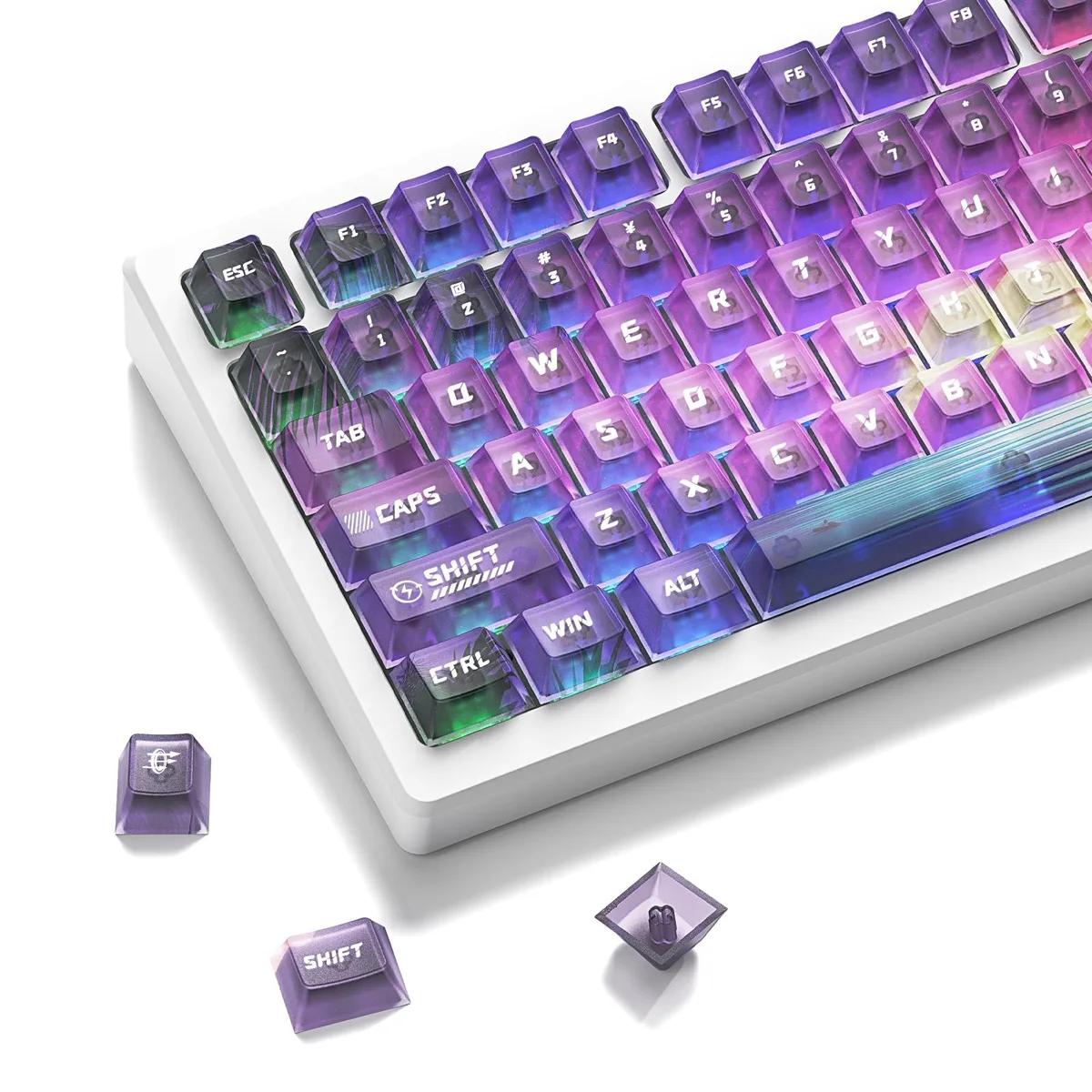 Womier Womier Retro Anime PBT Keycaps 141 Keys Transparent Purple — product photo