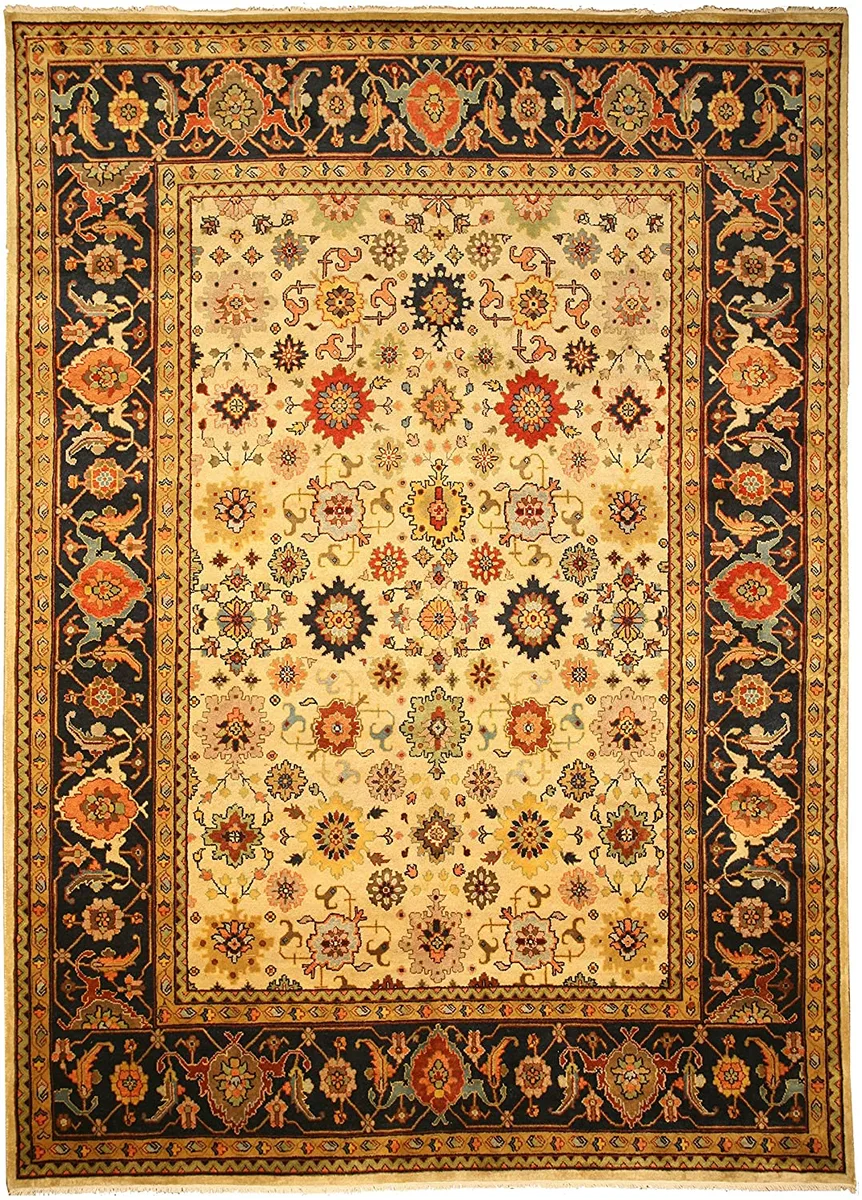 EORC EORC Hand Knotted Wool Navy Traditional Oriental Super Mahal Rug 9' x 12 — product photo