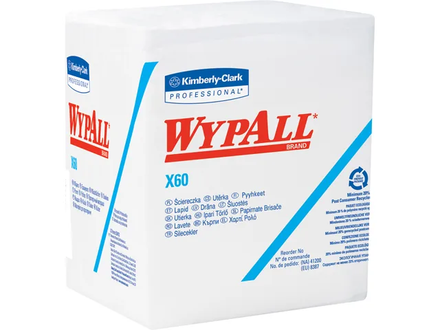 WypAll WypAll 34865 X60 Cleaning Cloths White 12.5" x 12" 76 Sheets Pack 12 Packs Case 912 Sheets Case — product photo