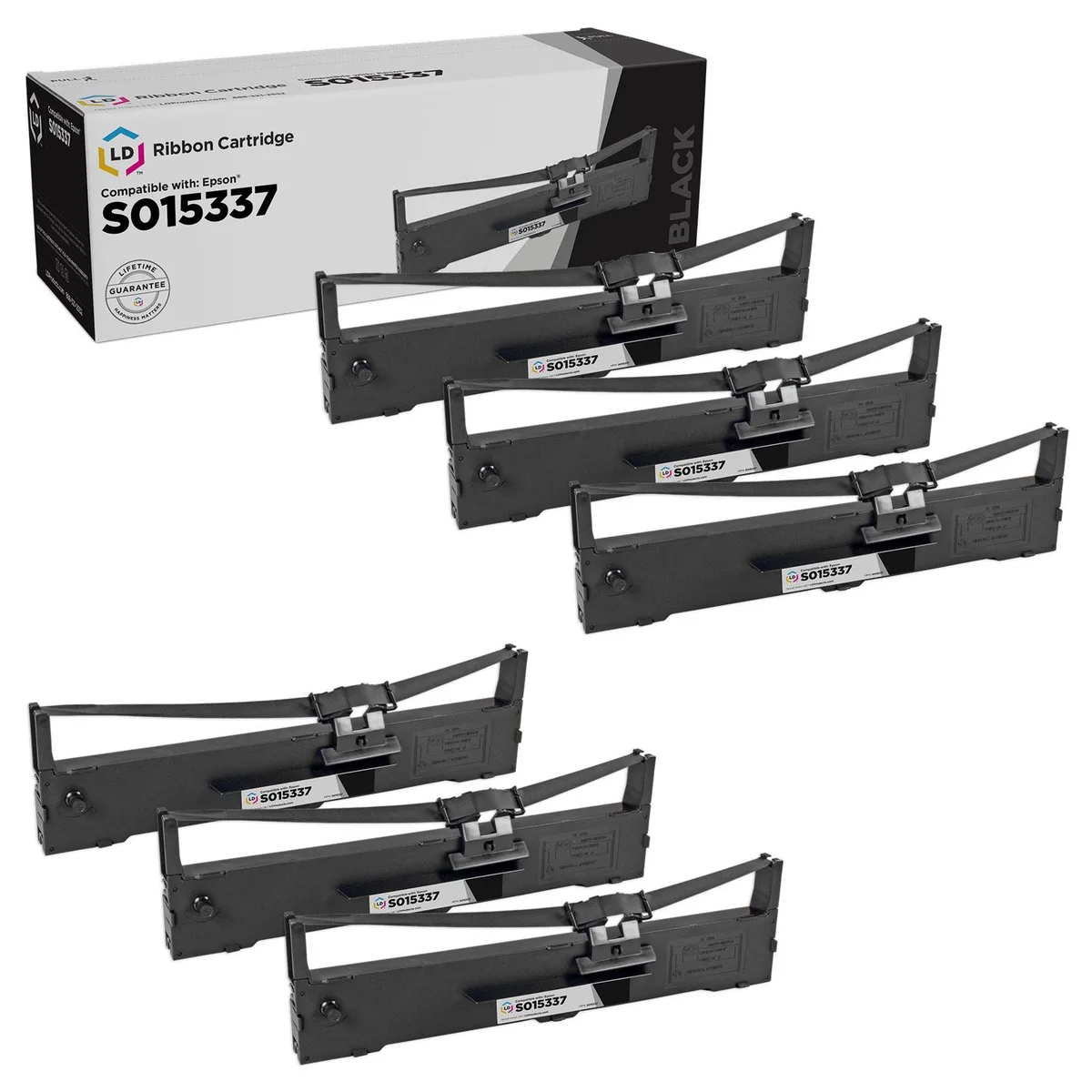 LD Products LD Products Compatible Ribbon Cartridge for Epson S015337 Black 6-Pack LQ-590 Impact Printer — product photo