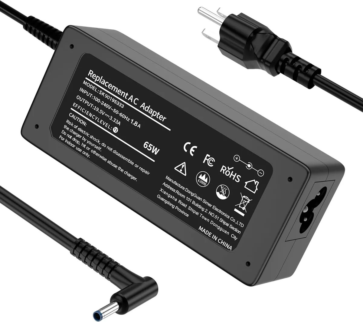 FLEANE FLEANE 65W HP laptop charger Blue Tip 10ft — product photo