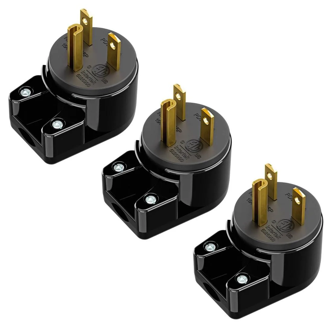 LORDWORLD LORDWORLD 3-Pack Right Angle NEMA 6-15P 15A 250V Rotatable AC Plug — product photo