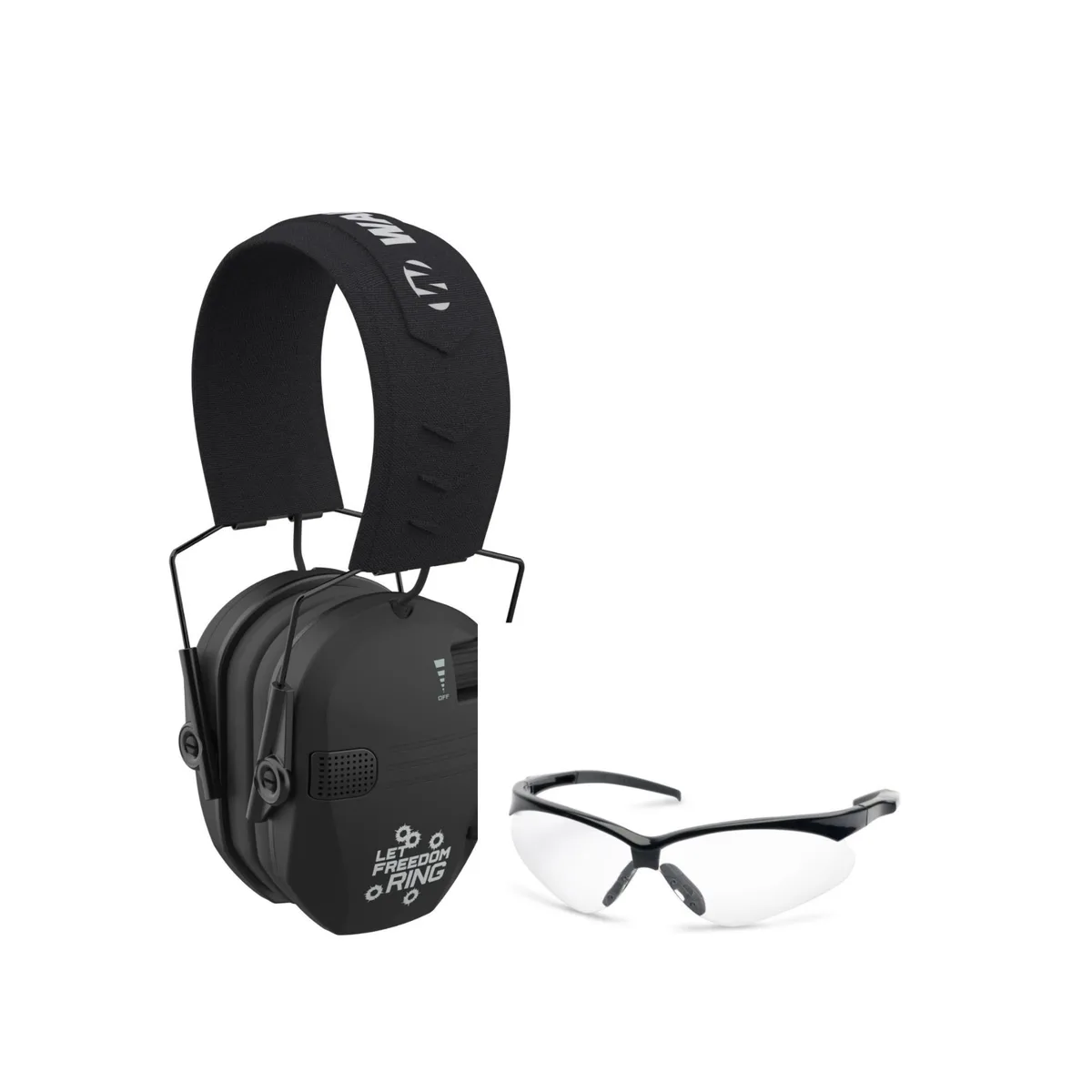Walkers Walkers Razor Slim Let Freedom Ring Earmuffs with Shooting Glasses 23 dB NRR .02 s reaction — product photo