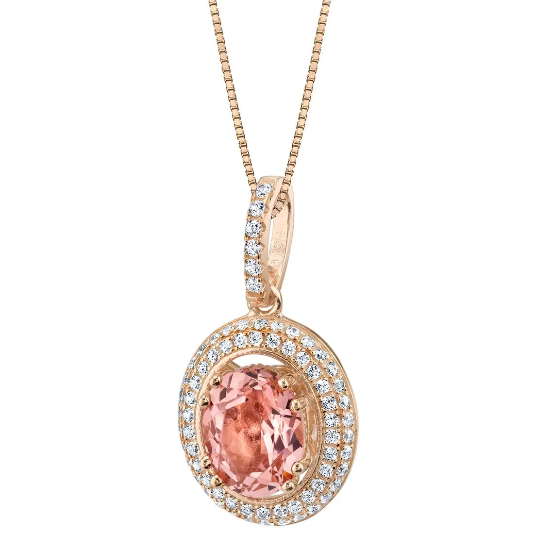 Oravo Oravo Simulated Morganite Rose-Tone Sterling Silver Harmony Pendant Necklace 18" 5.5ct .925 — product photo