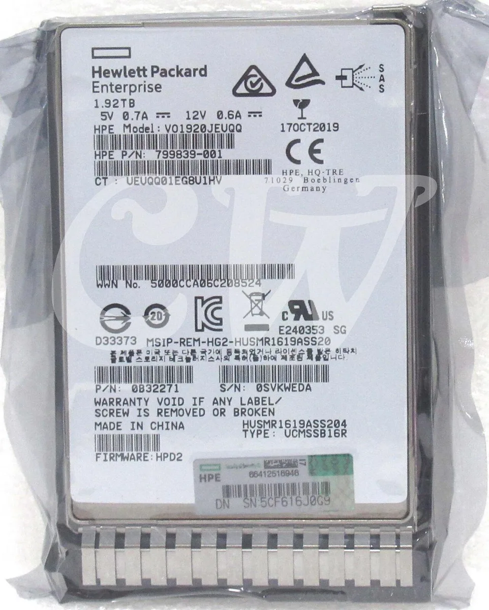 HPE HPE VO1920JEUQQ 1.92TB 12Gbps SAS 2.5in enterprise SSD — product photo