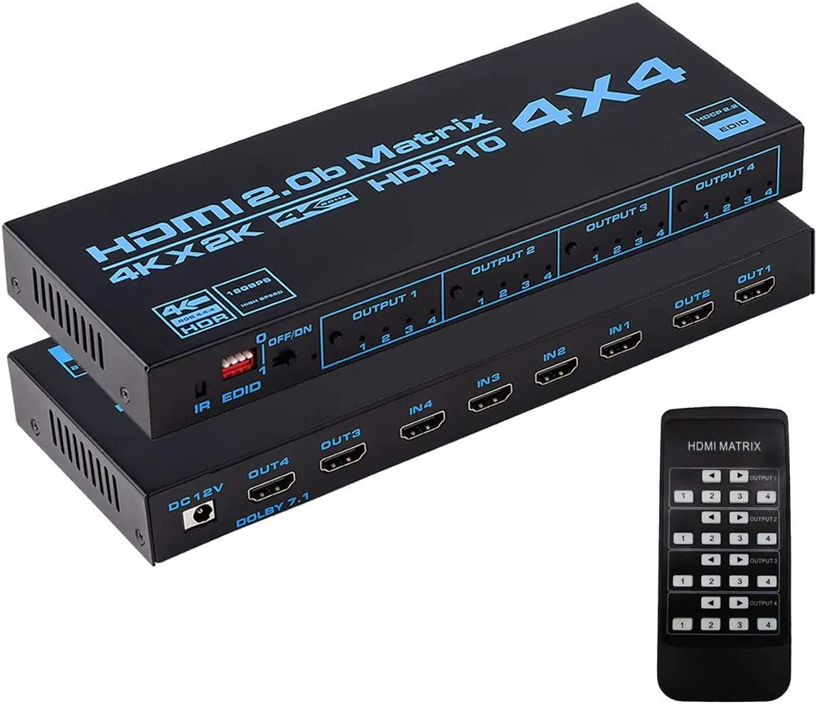 ESTONE ESTONE OZJ4 4x4 HDMI Matrix Switch 4K 60Hz 18Gbps Audio — product photo