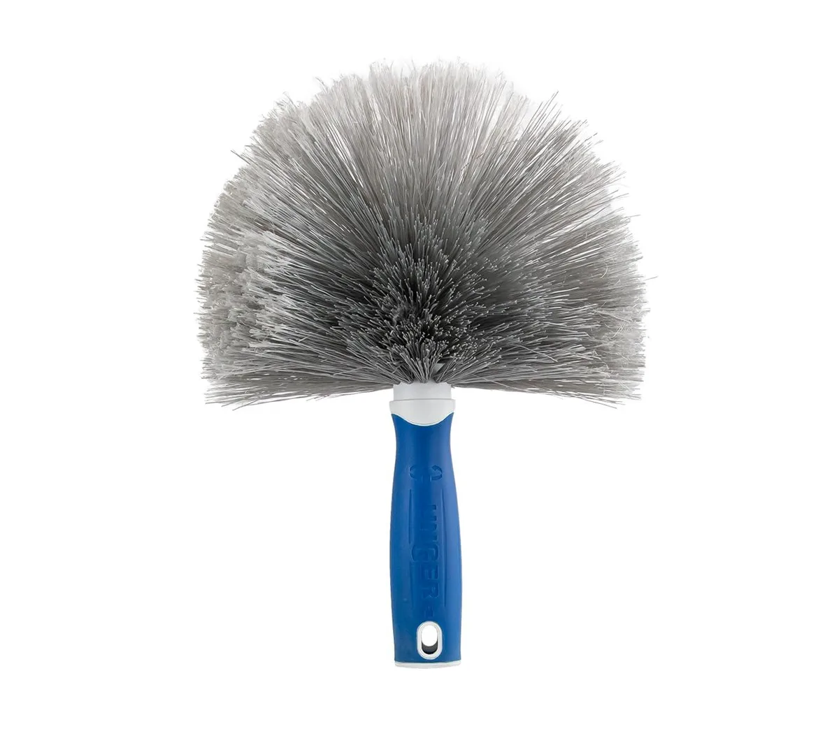 White and black rotatable cobweb duster head, compact rectangular shape