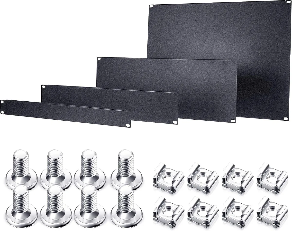 TAURKENAM TAURKENAM 4-Piece Blank Panel Kit 1U 2U 4U 8U 19 Inch Black — product photo