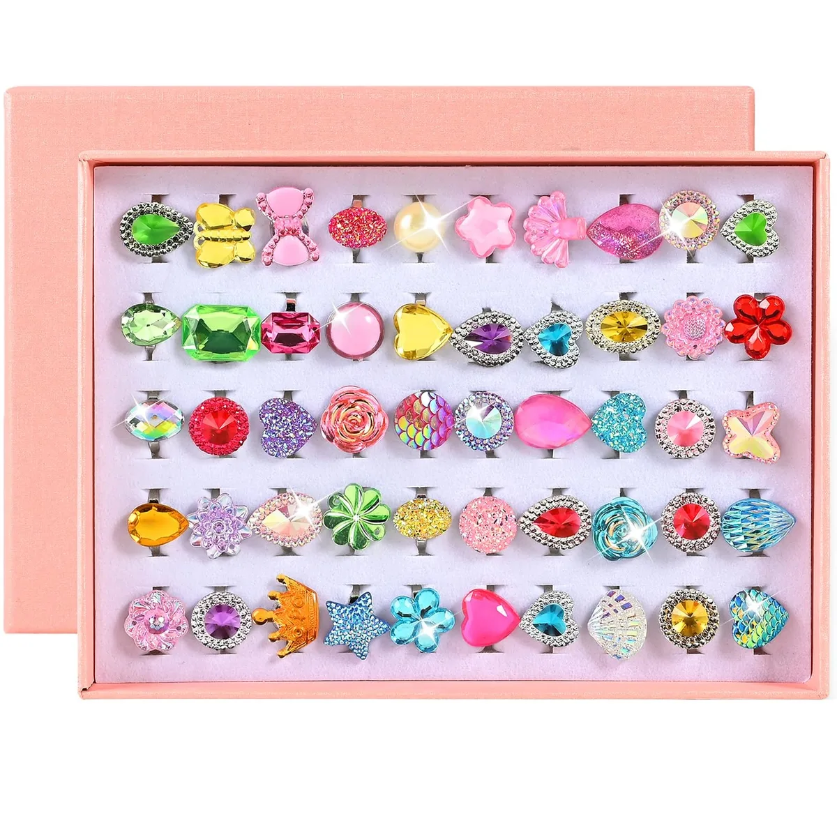  Faburo AGFAFF7005 Kids Rings 50 Pcs Adjustable Resin Blue 15.5 mm — product photo
