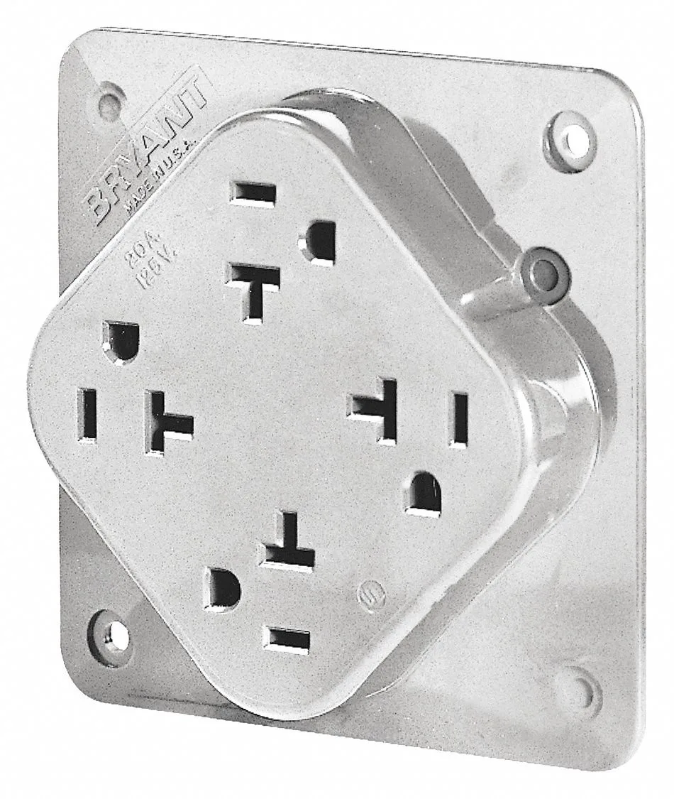 White nylon quad straight-blade receptacle with four flush-mounted outlets