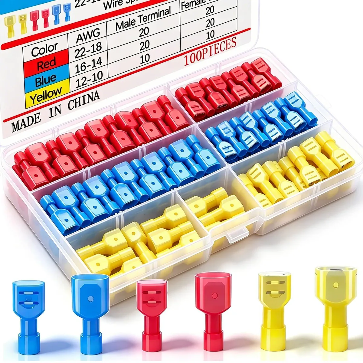  N-004 Wire Cap Connectors 100PCS 22-10 AWG Male Female Nylon — product photo