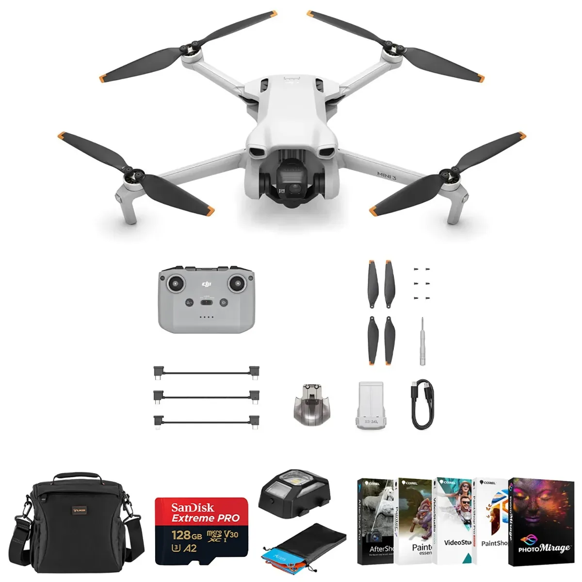 DJI DJI Mini 3 Drone RC-N1 Bundle 128GB Bag Software Light Pad — product photo