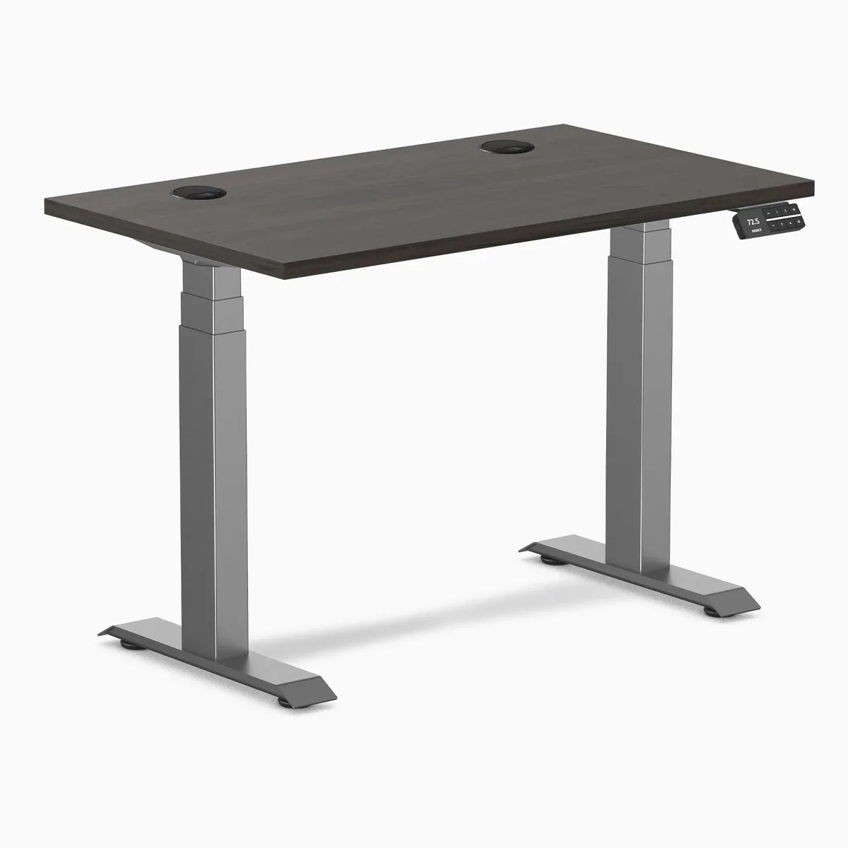 Desky Desky Dual Mini Sit-Stand Desk 40 x 24 in Burnished Wood Space Gray — product photo