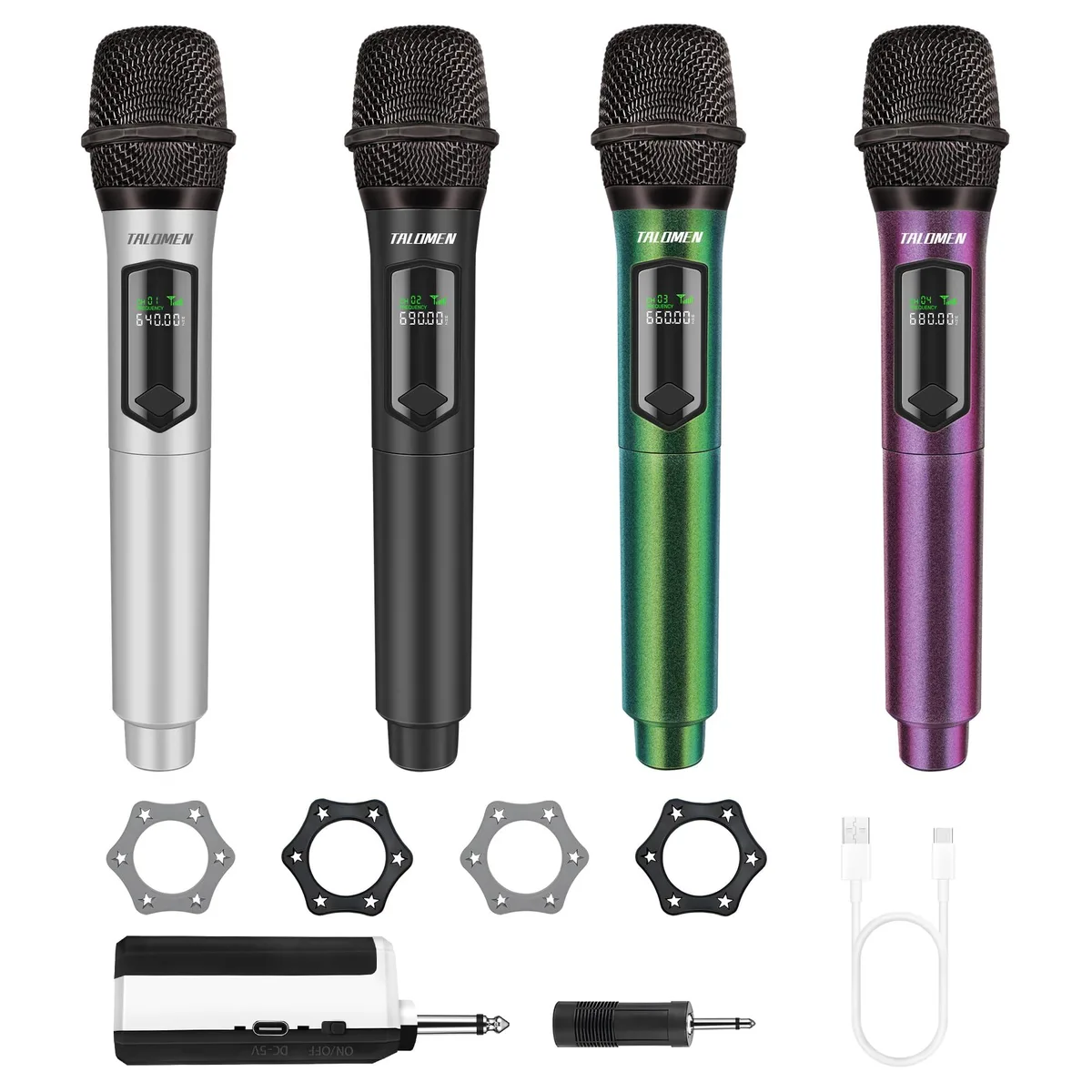 Talomen K604 2.4 GHz 4-Channel Wireless Microphone Set — product photo