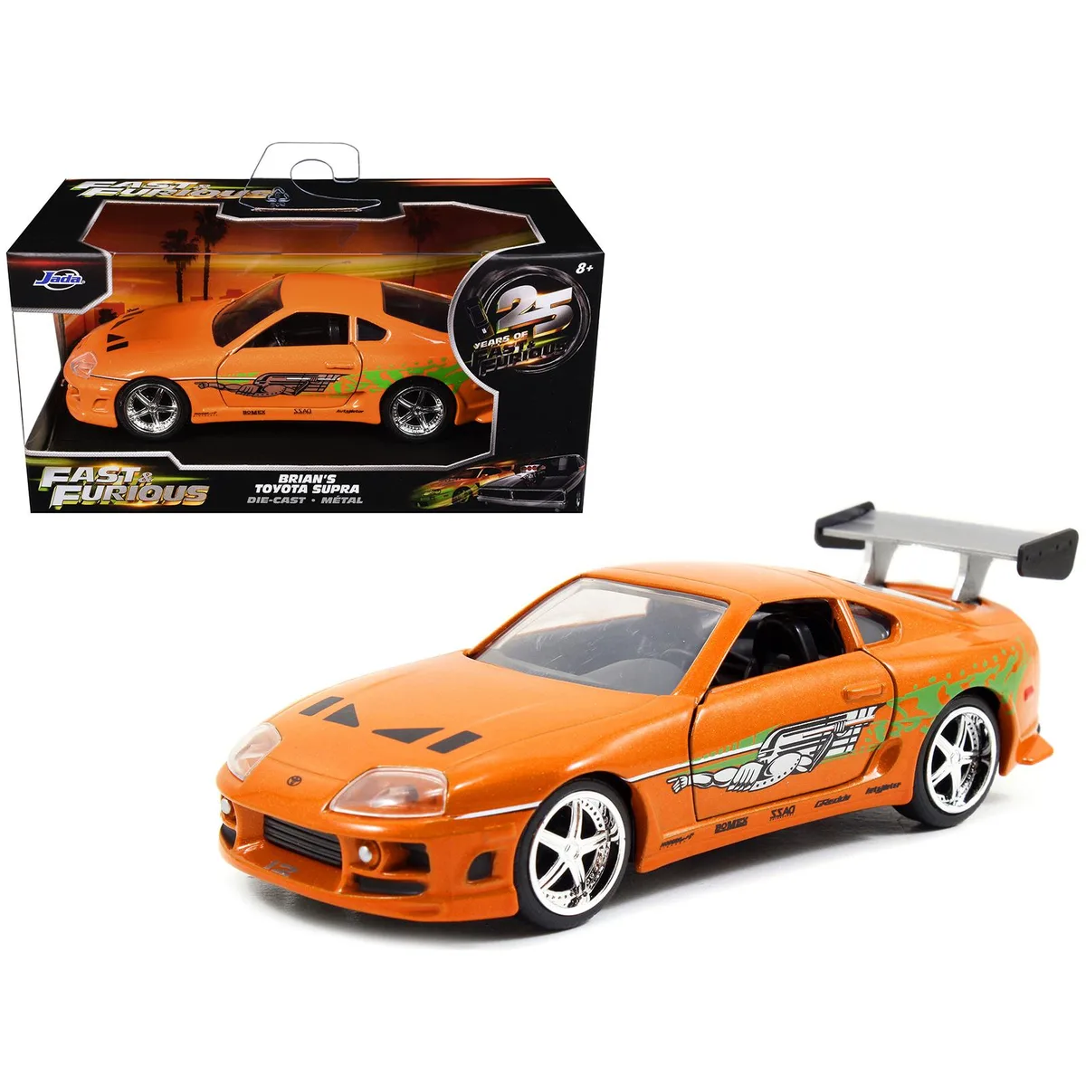 Jada Jada Brian's Toyota Supra Orange Fast &amp; Furious 25th Anniversary 1/32 Diecast — product photo