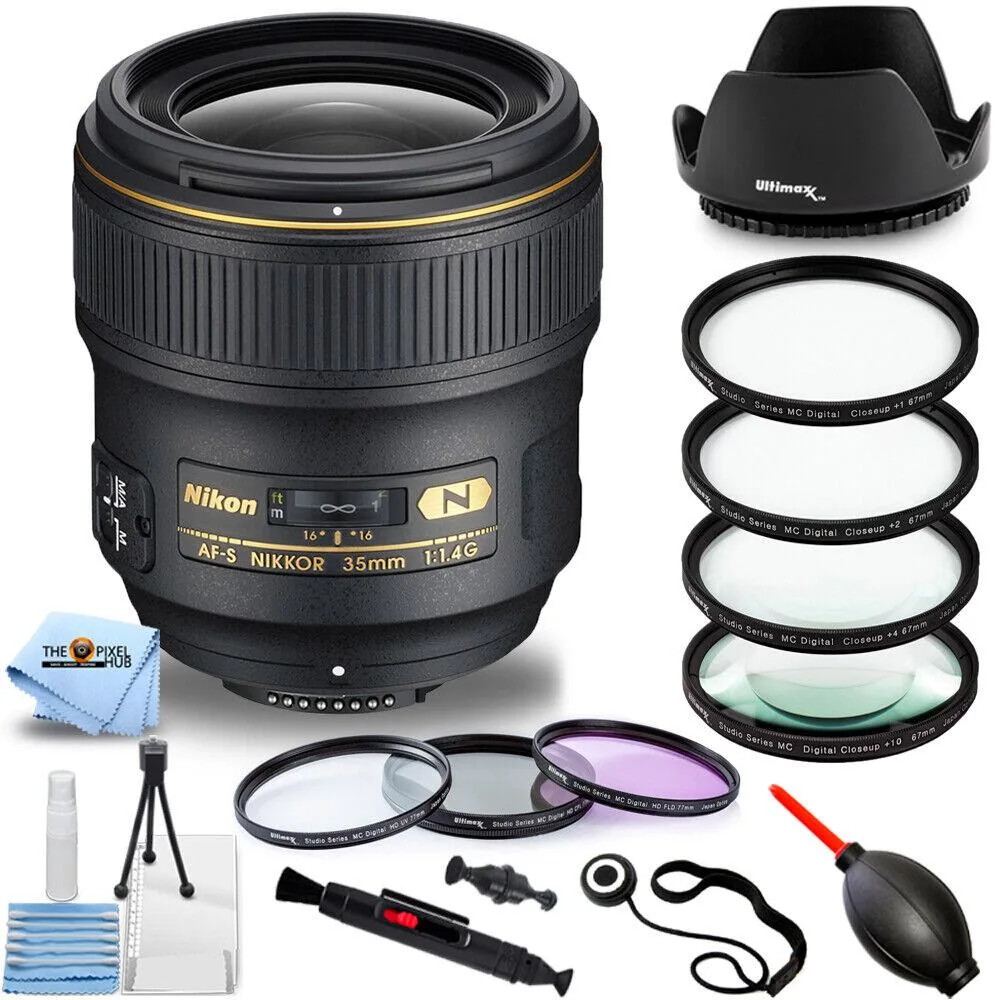 Nikon Global Nikon Global AF-S NIKKOR 35mm f/1.4G camera lens with 9-piece accessory bundle 2198 — product photo