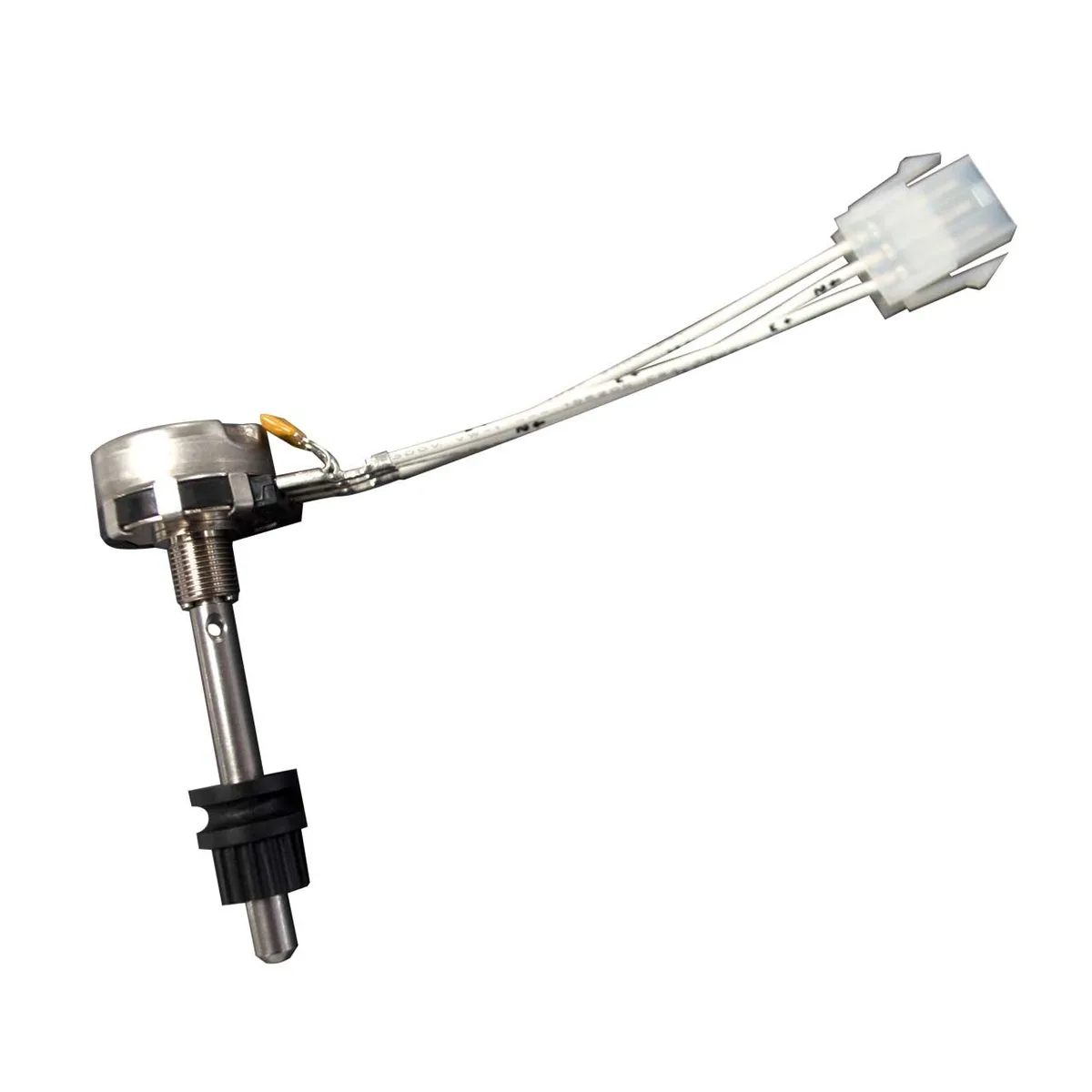 Small potentiometer with wire leads, plastic and metal body, model 264050