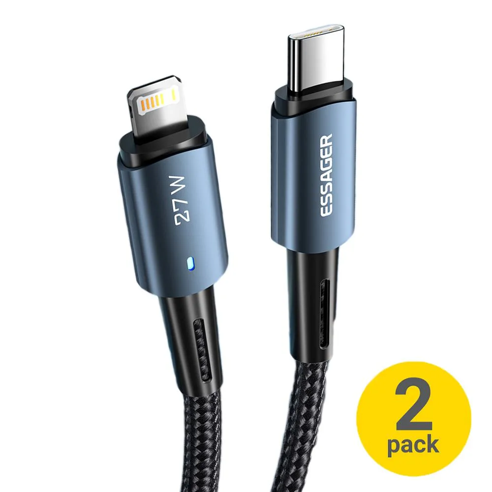 LUOM LUOM Essager CGI27W 27W USB-C to Lightning Cable 10ft Blue 2 Pack — product photo