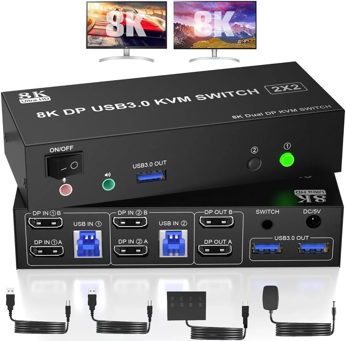 Vszerda Vszerda Dual Monitor DisplayPort KVM Switch 8K@60Hz/4K@144Hz — product photo