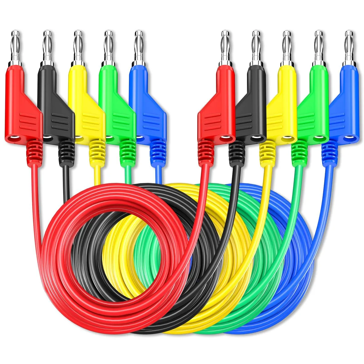 KEHIPI KEHIPI 5PCS Stackable Banana Test Leads 10ft 1000V 15A — product photo