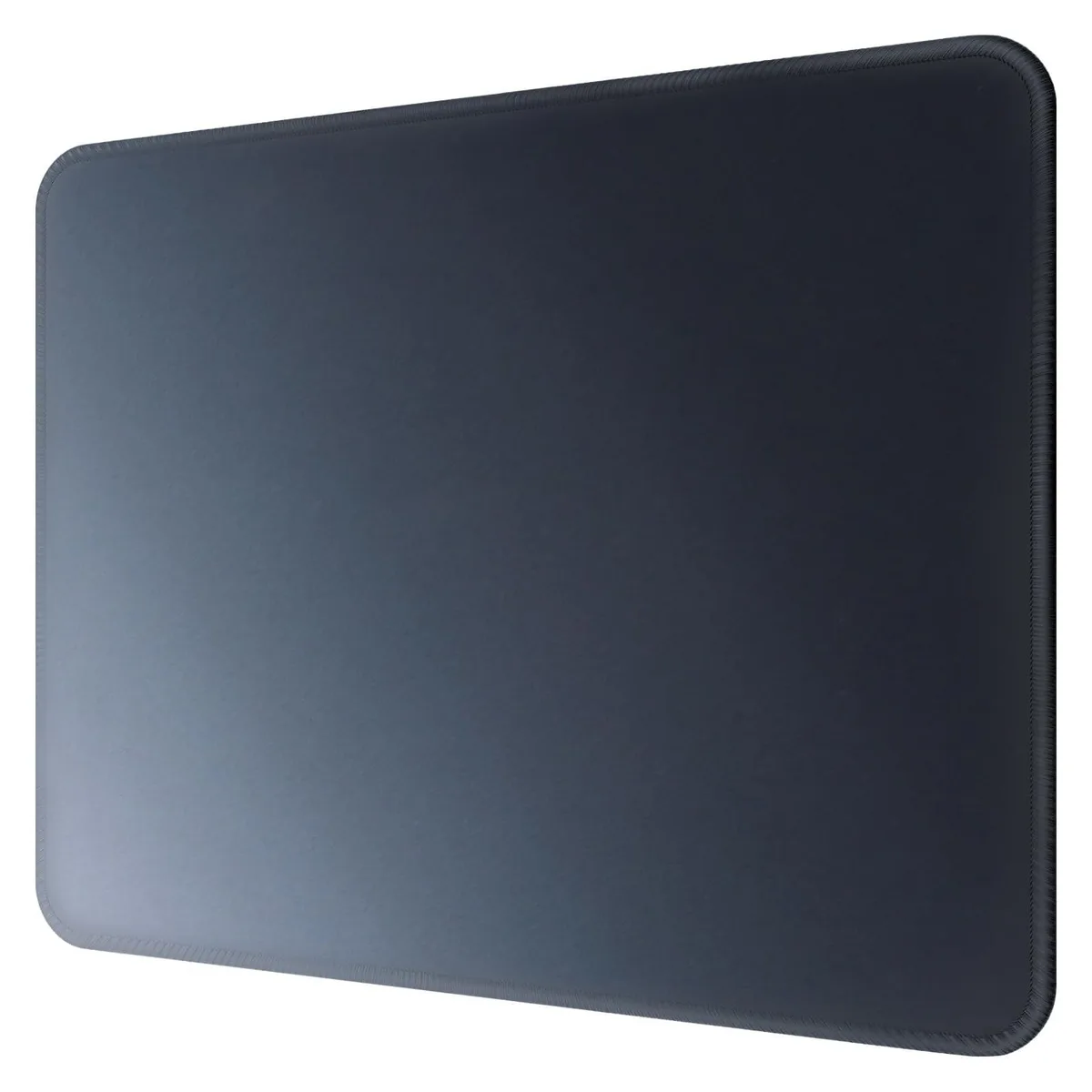 Rectangular mouse pad with gray-black gradient surface and stitched edges
