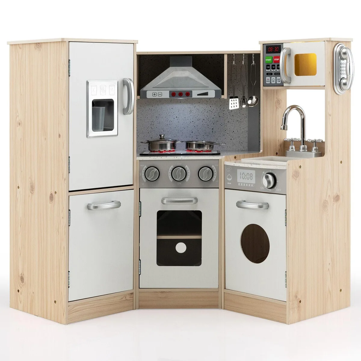 SlickBlue SlickBlue Kids Corner Wooden Kitchen Playset White 41.5" x 19.5" x 33.5 — product photo