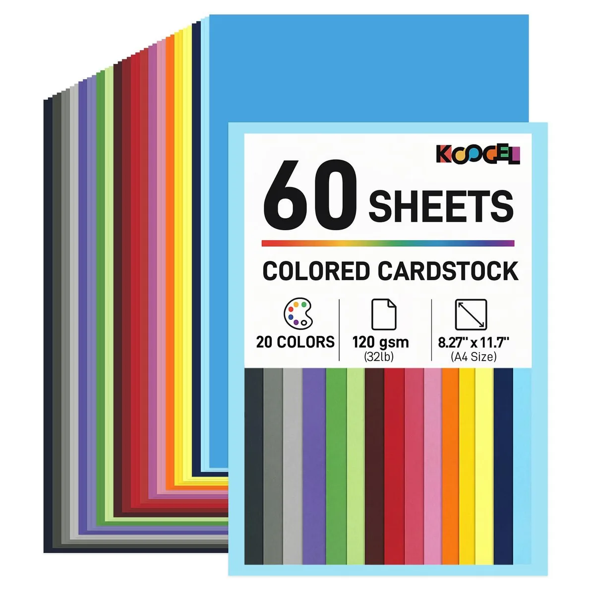  Koogel HKL2845 Paper Craft 60 Sheets 120gsm A4 Multi-Color — product photo