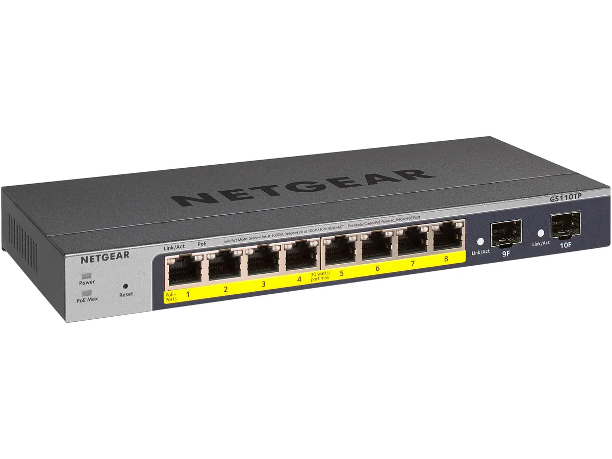 Netgear Inc. Netgear Inc. GS110TP-300NAS 10-port Gigabit PoE+ smart network switch — product photo