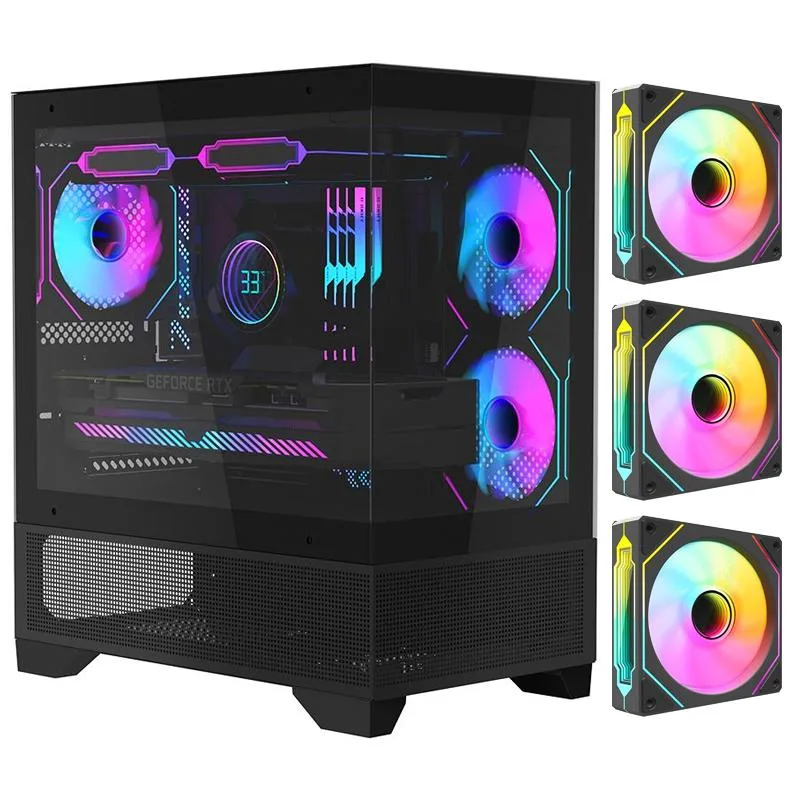 GPERHUAN GPERHUAN MATX-SLIM/ITX PC case 3x120mm ARGB 270° glass 160mm cooler 340mm GPU — product photo