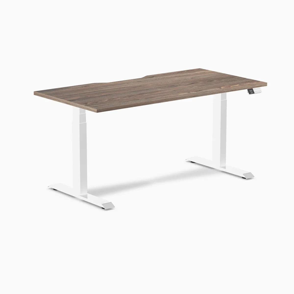 Desky Desky Dual Scalloped Laminate Sit Stand Desk Natural Walnut White 59.1 x 29.5 in — product photo