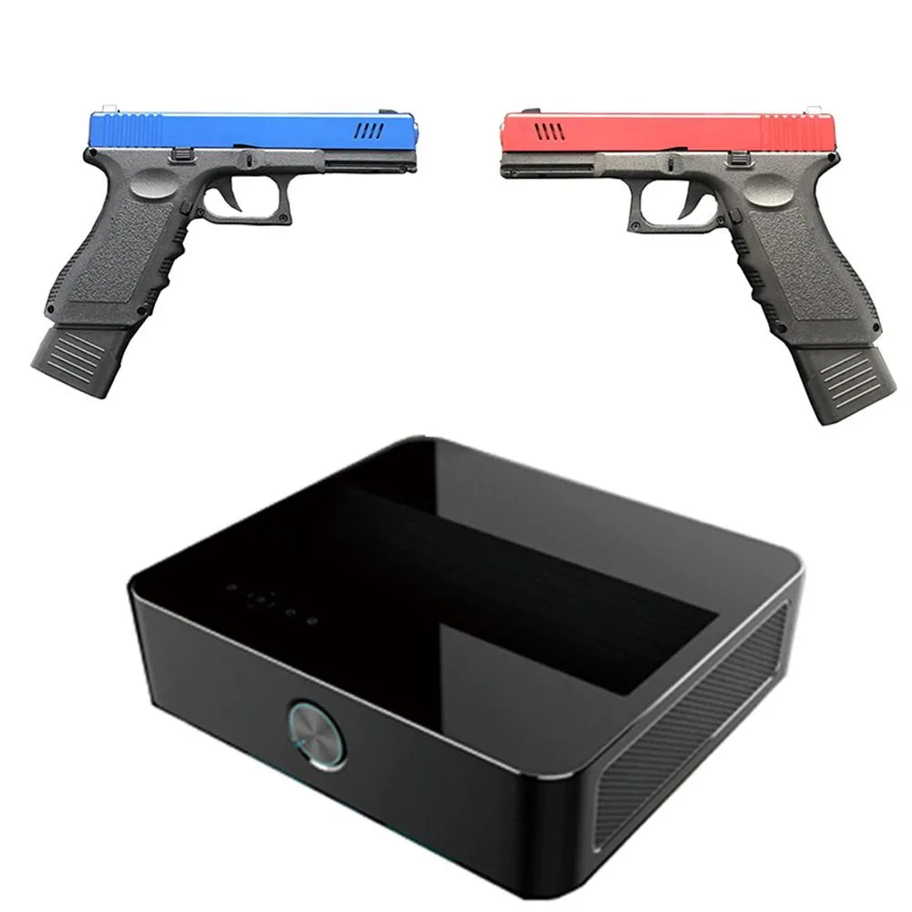 Metal laser pistol with magazine, projector and signal receiver in black finish