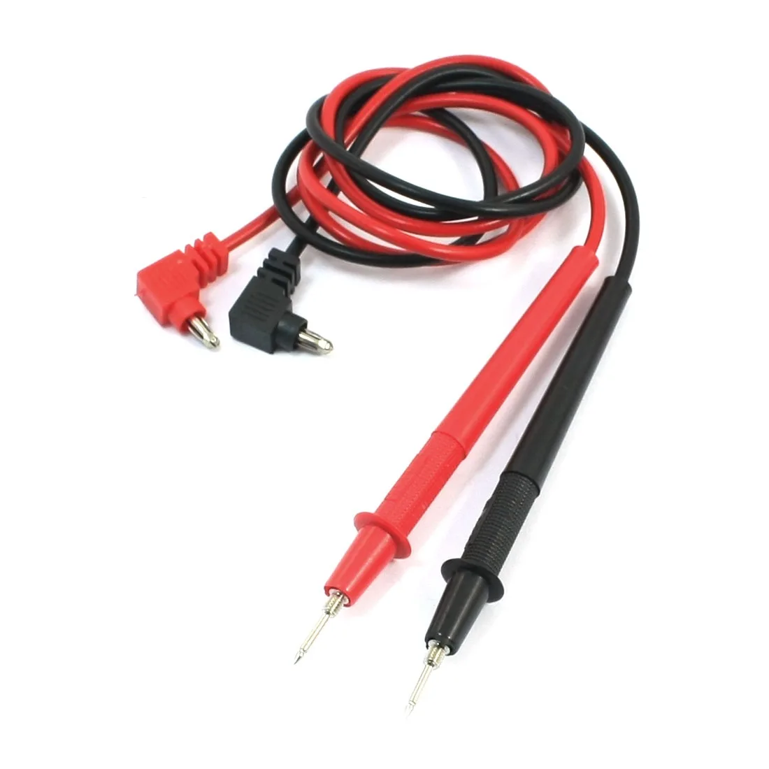 Pair of black and red 85cm test probe leads with metal tips and plastic insulation
