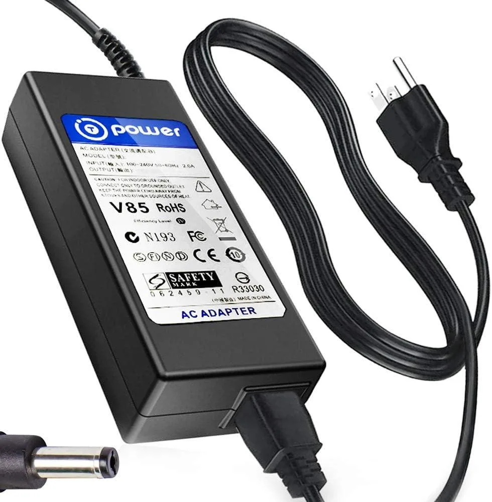 Black rectangular AC adapter with barrel connector and detachable power cord