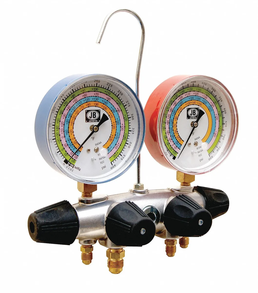 JB Industries JB Industries 25708 Manifold Gauge Kit 5 ft 3/8 in 4 valve measurement tool — product photo