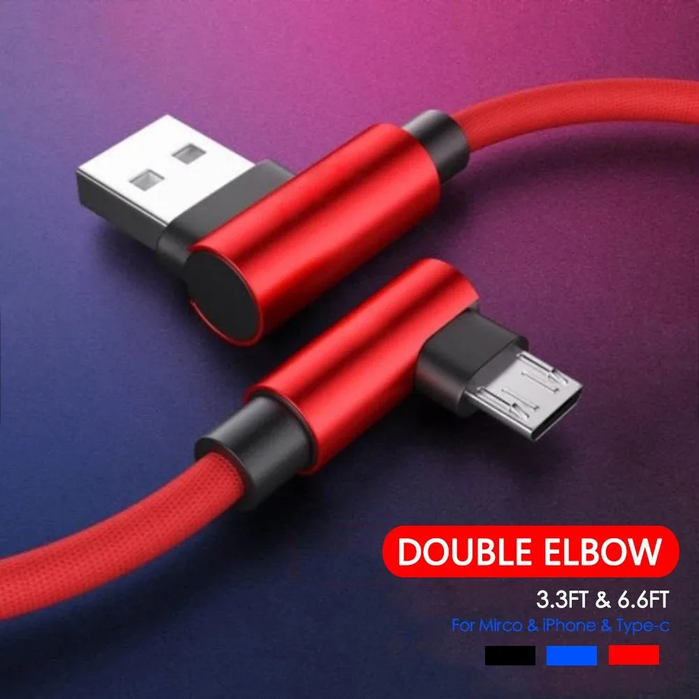 Hetai Tech Hetai Tech 1m 90° USB A to Micro USB Braided Cable 2.4A — product photo