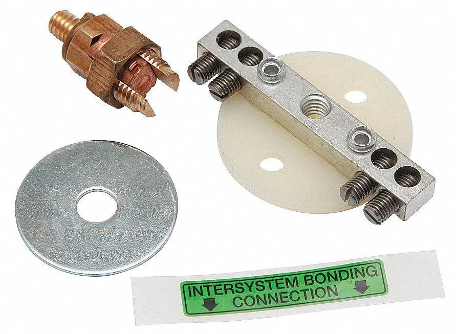 Copper grounding bar with set screws and label