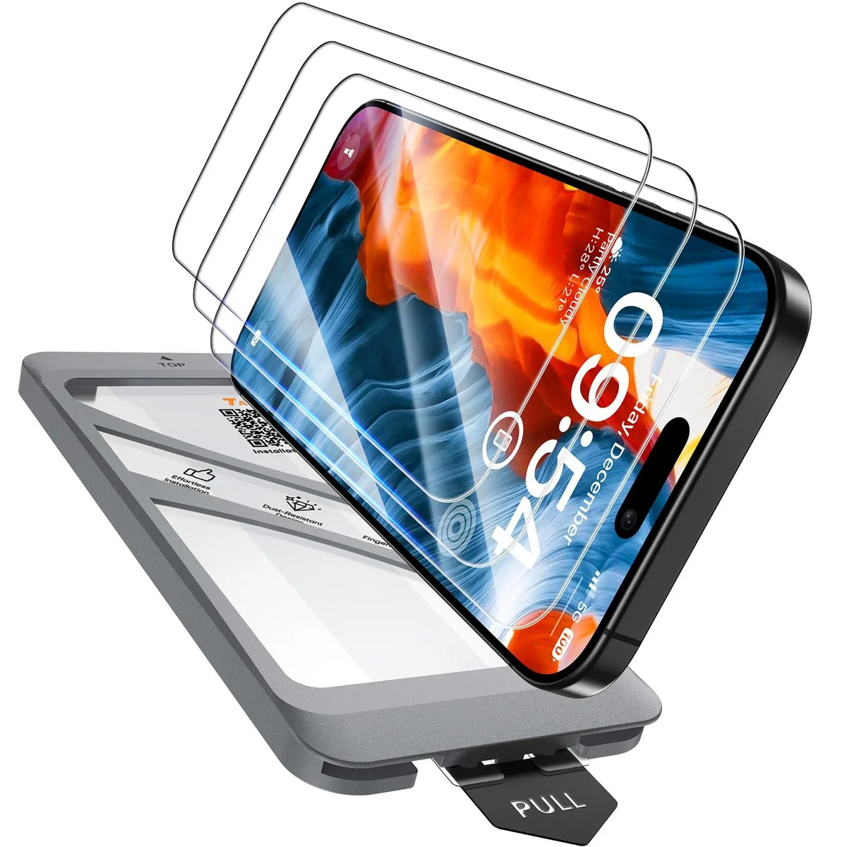 TAURI 4 in 1 iPhone 15 Pro Max Screen Protector 3 Pack — product photo