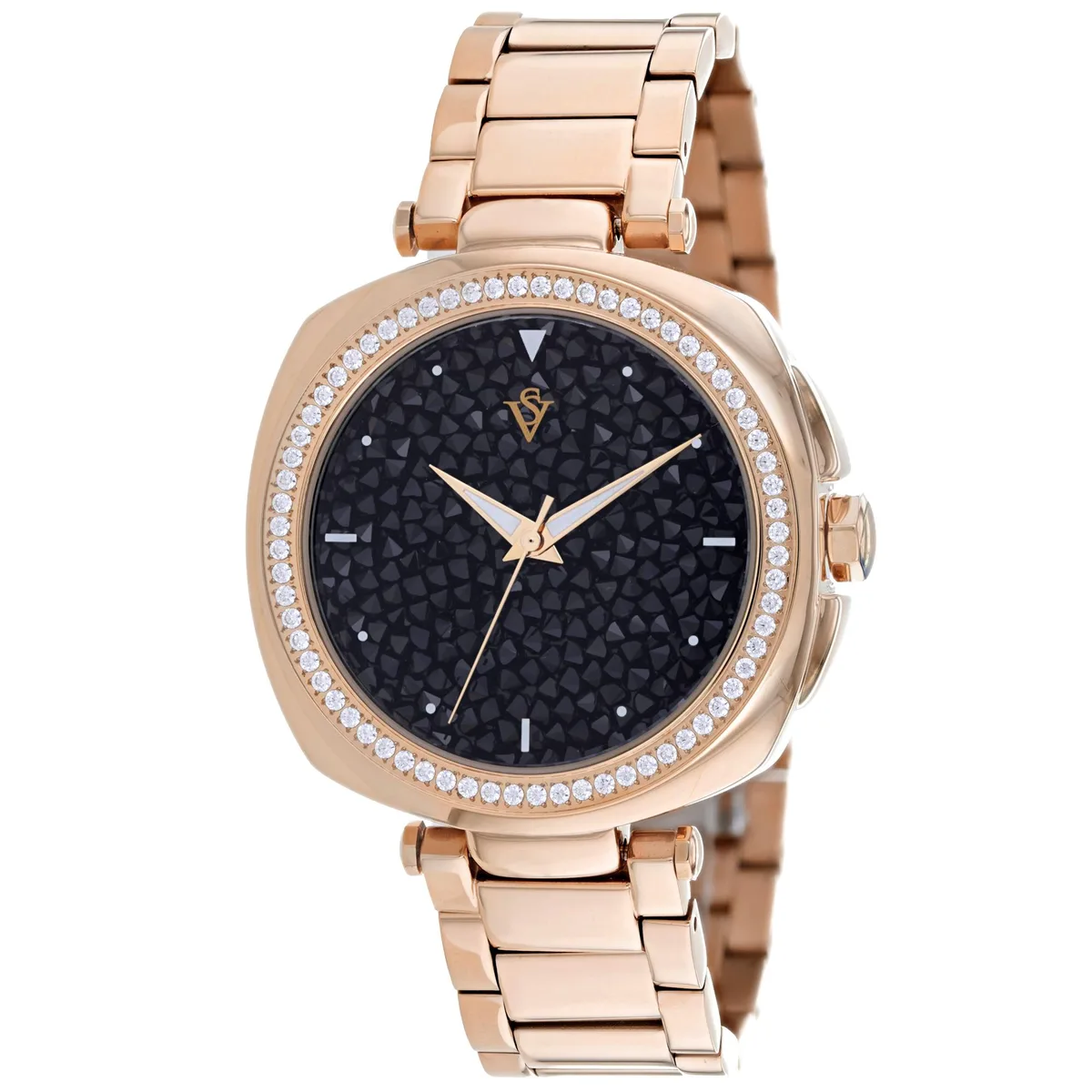 Stainless steel watch with black dial and bracelet