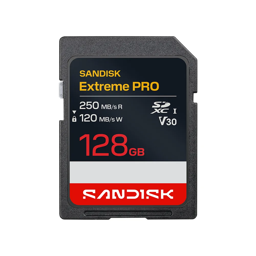 SanDisk SanDisk Extreme PRO 128GB UHS-I U3 V30 SDXC memory card — product photo