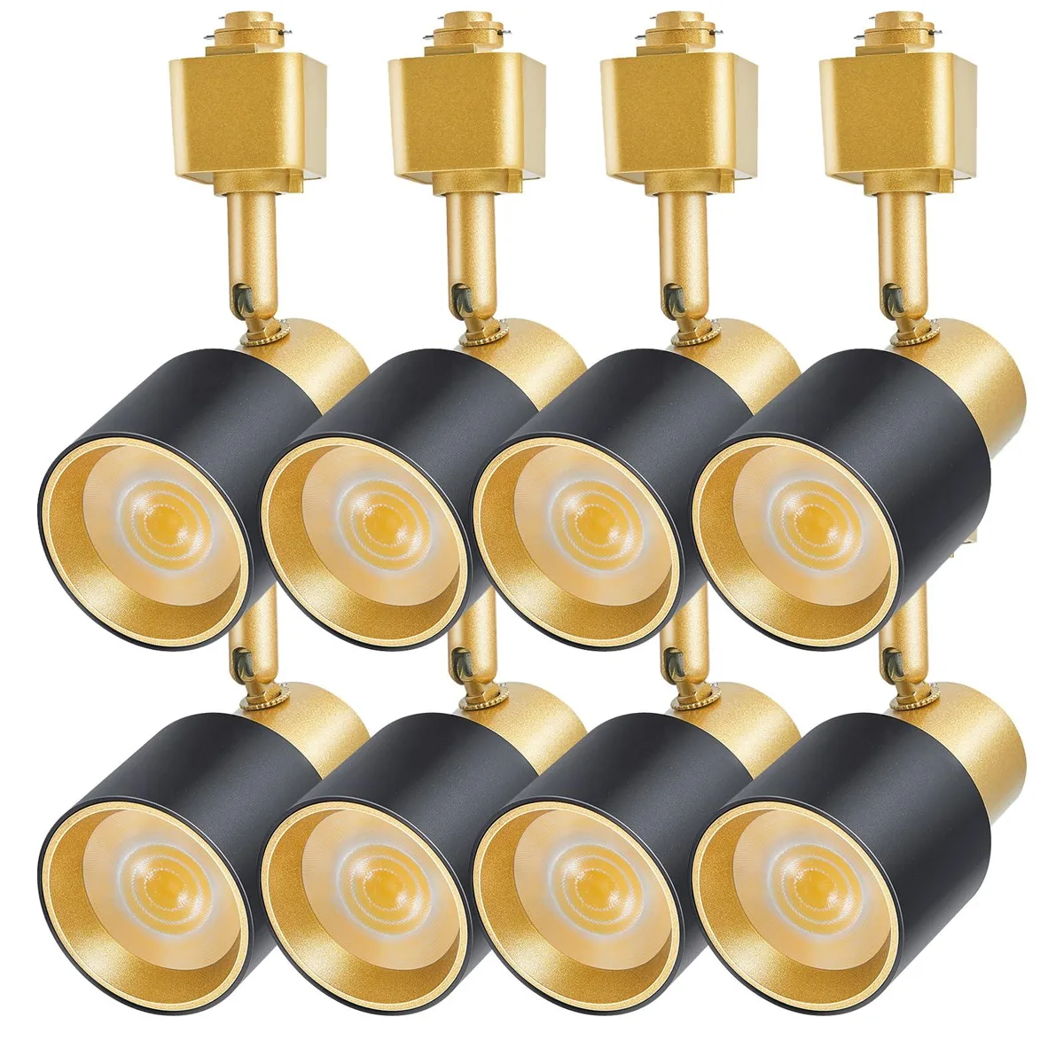  AIBISOD 10W H Track Lighting Heads 3000K 900lm 24° CRI90+ Black Gold 8 Pack — product photo