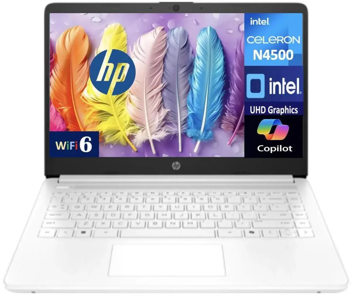 HP HP 14 laptop Celeron N4500 16GB DDR4 512GB PCIe SSD 14.0" HD Windows 11 Pro Snowflake White — product photo