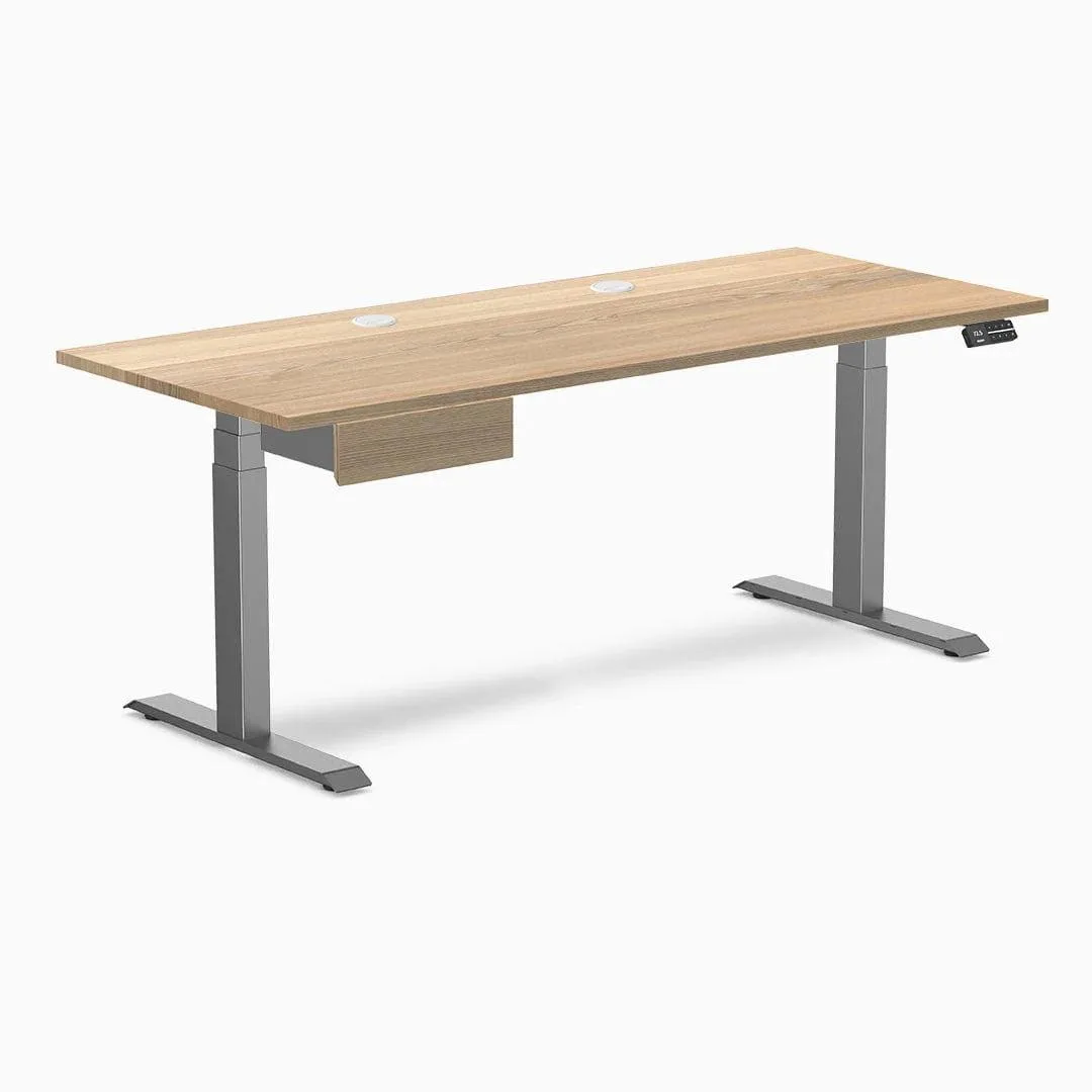 Desky Desky Dual Hardwood Standing Desk With Drawer White Ash 72 x 30 in Space Grey — product photo