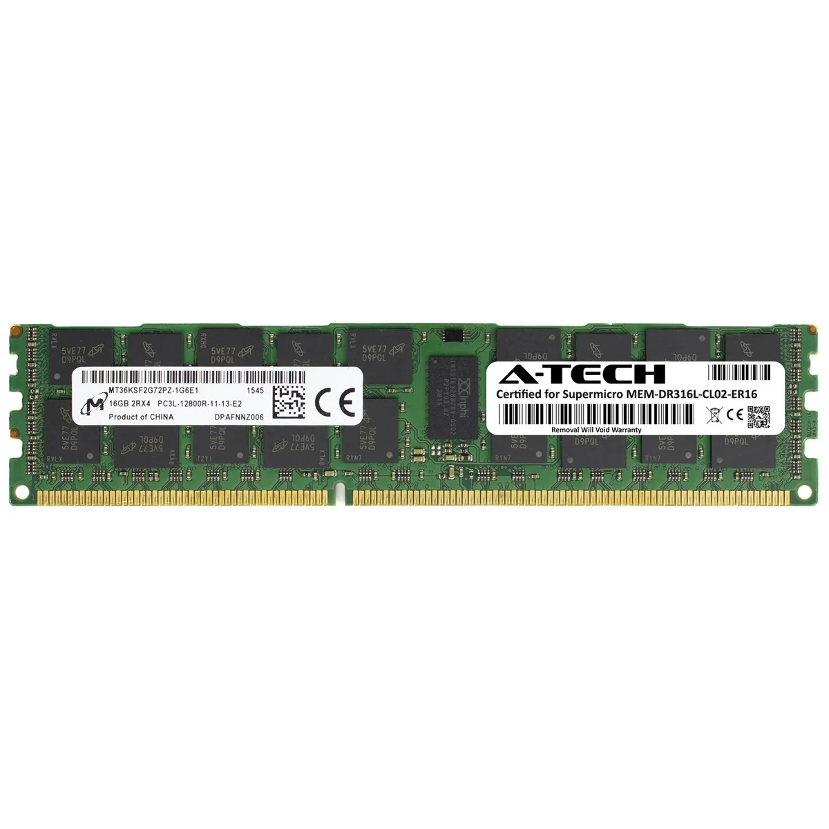 A-Tech A-Tech 16GB DDR3L 1600MHz ECC Registered RDIMM 2Rx4 1.35V 240-Pin Server Memory — product photo