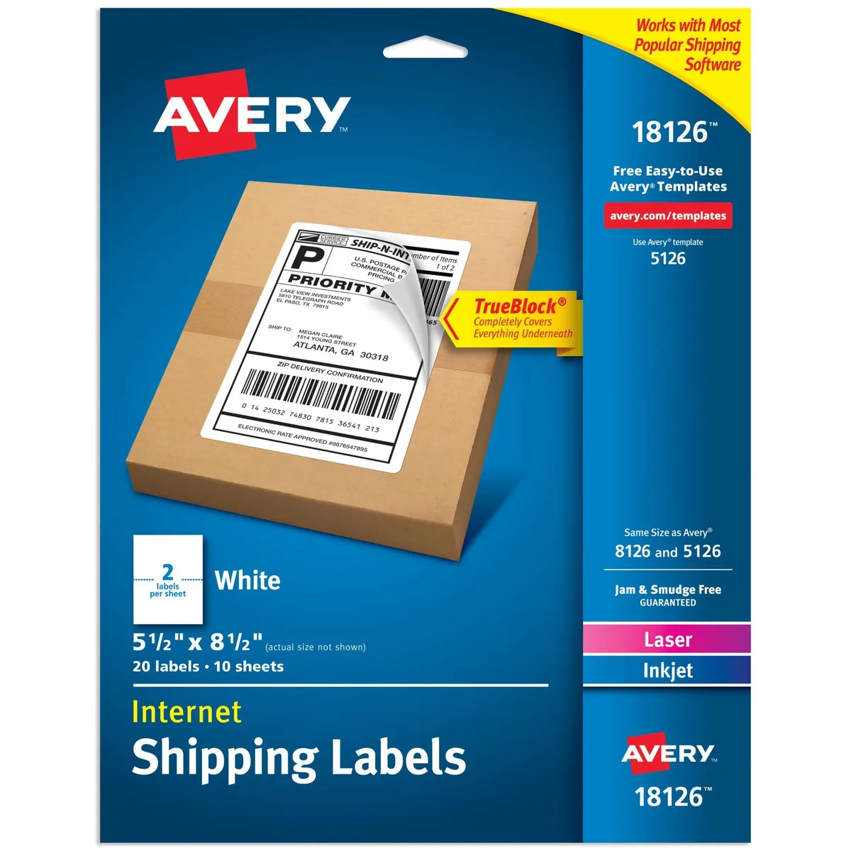 White rectangular matte canvas labels on a half-sheet, 20 count