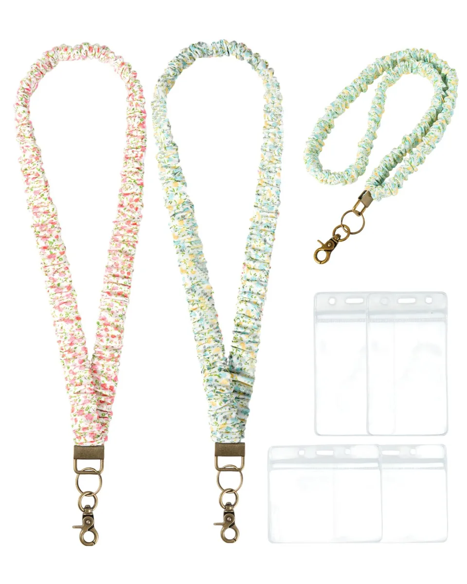  linastu LINA0016 2 scrunchie lanyards 4 ID holders blue — product photo