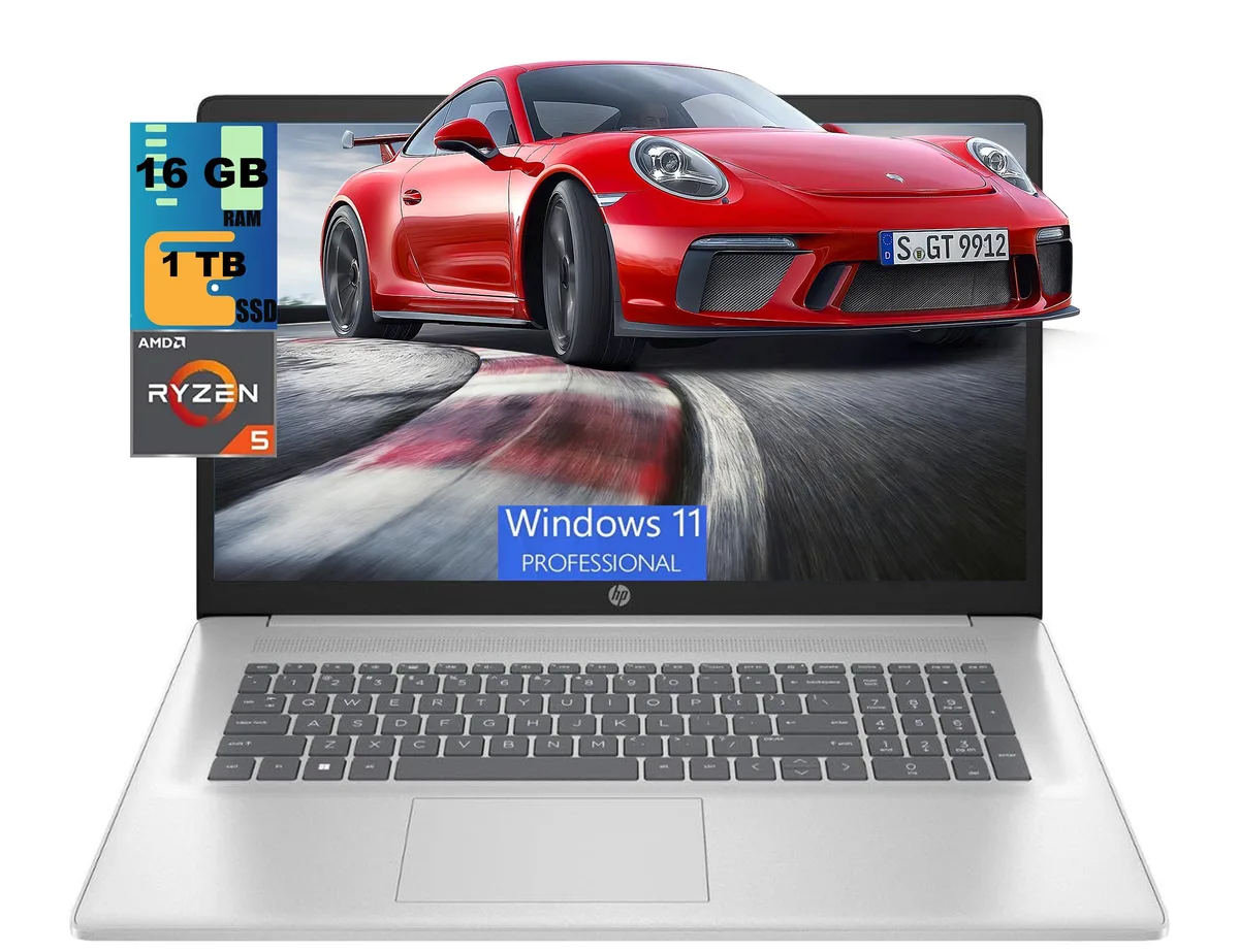 HP HP 17 laptop Ryzen 5 7430U 16GB DDR4 1TB SSD 17.3" FHD Silver — product photo